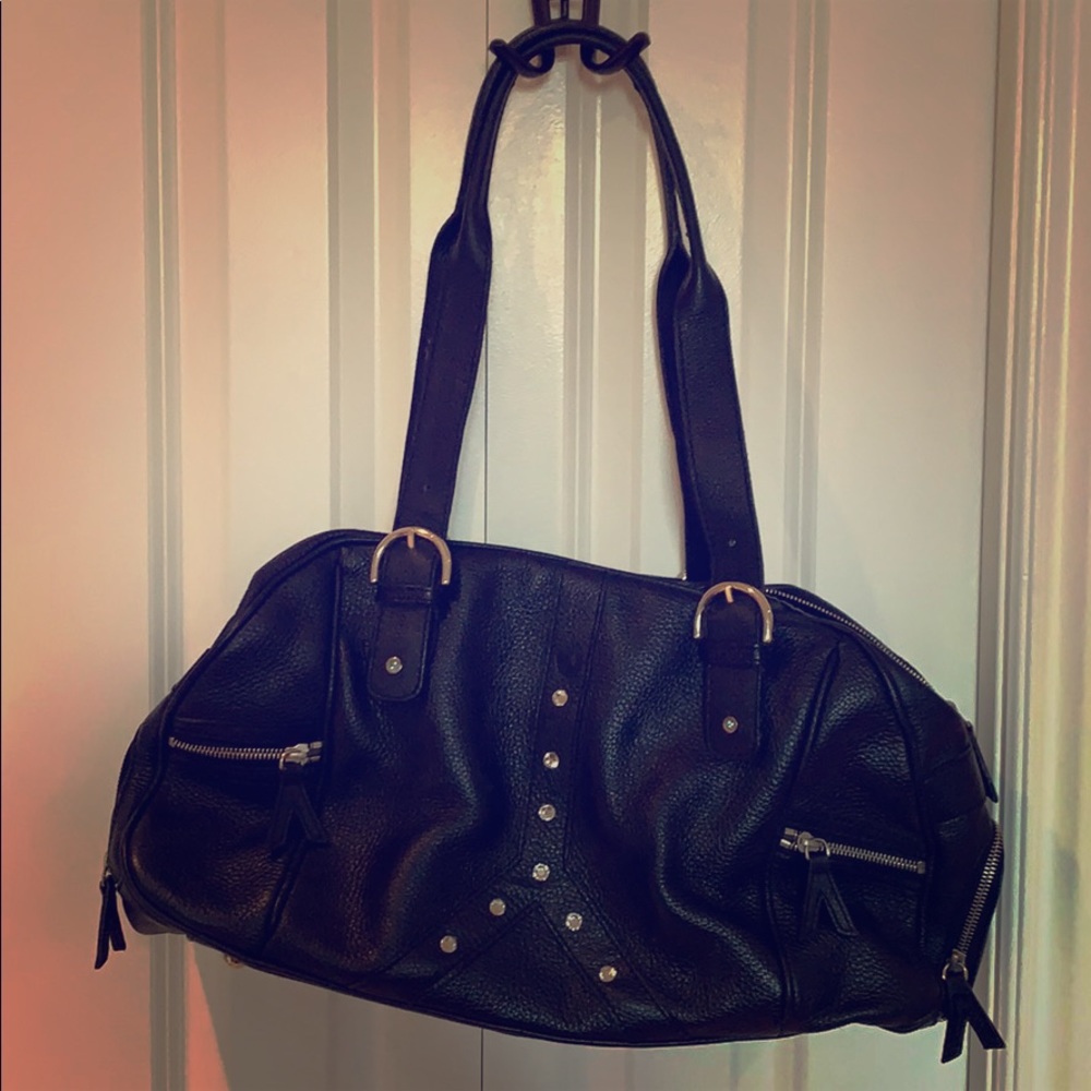 Black leather bag